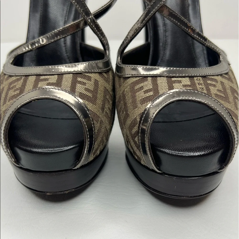 Fendi Brown Monogram Platform Heels